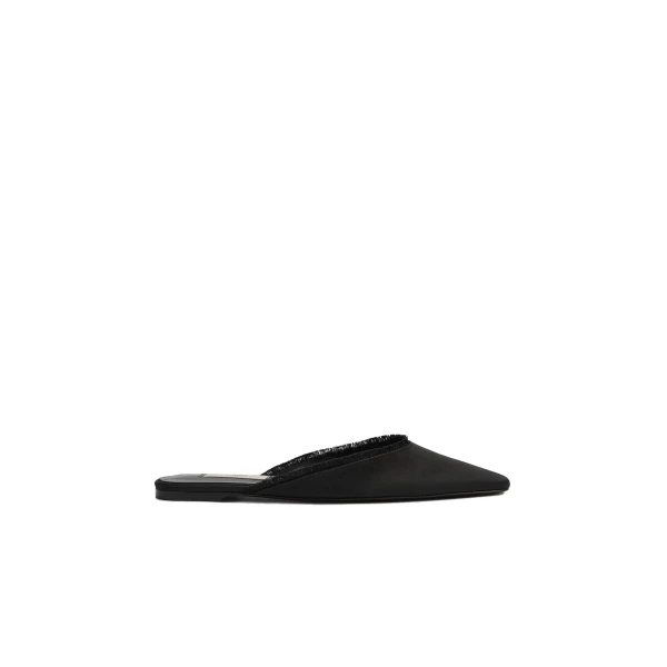 Toteme Frayed satin lounge slippers in Black