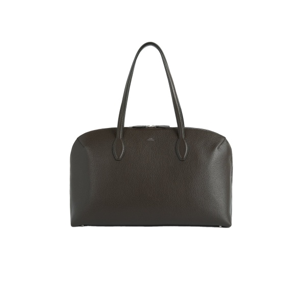 Toteme Grained-leather day tote in Dark chocolate