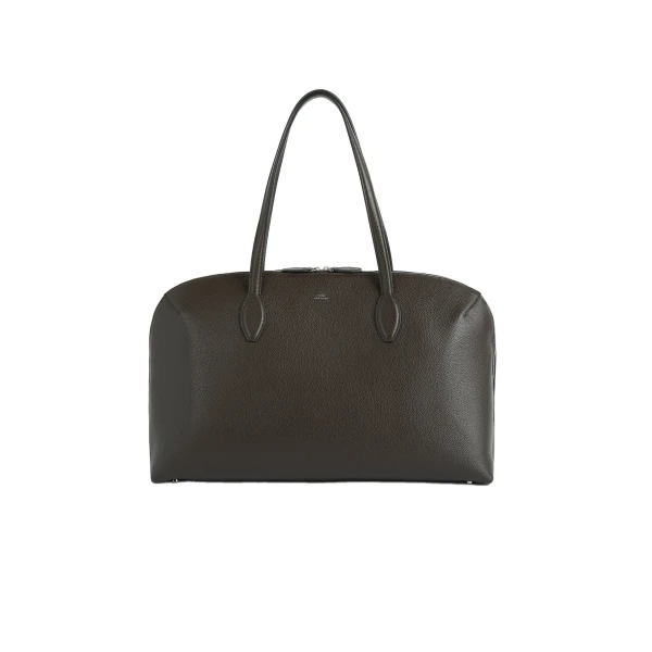 Toteme Grained-leather day tote in Dark chocolate