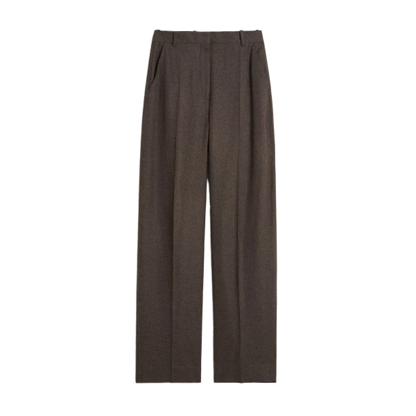 High-waist flannel trousers in Taupe mélange