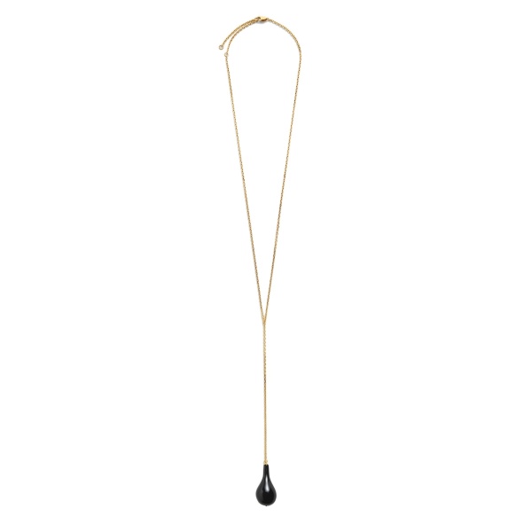 Toteme Large onyx drop necklace in Black / Gold