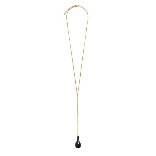 Toteme Large onyx drop necklace in Black / Gold