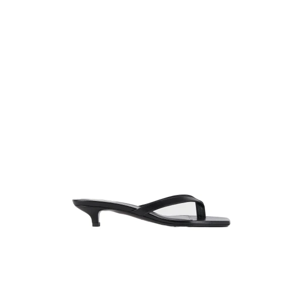 Toteme Leather heeled flip flops in Black