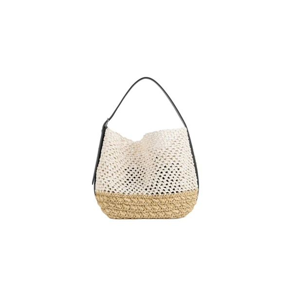 Toteme Medium belted paper raffia tote in Ecru / Vanilla
