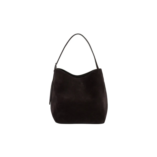 Toteme Medium belted suede tote in Espresso brown