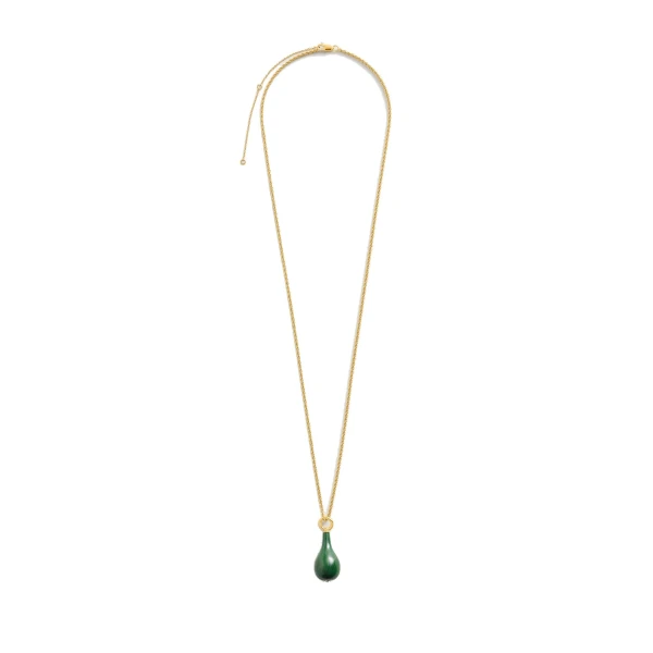 Medium jade drop necklace in Dark green / Gold - Image 6