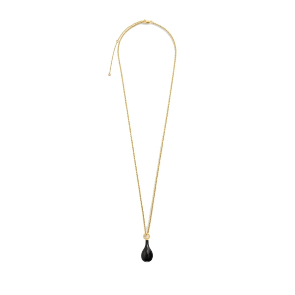 Toteme Medium onyx drop necklace in Black / Gold