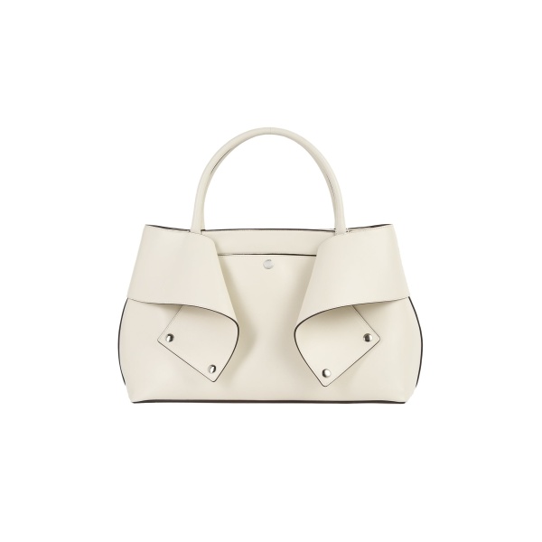 Toteme Mercer leather tote in Stone / Red