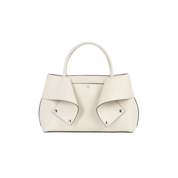 Toteme Mercer leather tote in Stone / Red