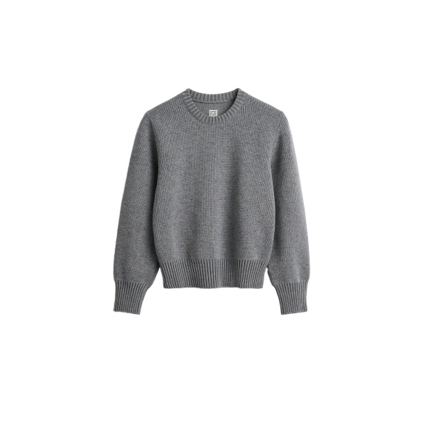 Toteme Merino cotton crew knit in Grey mélange