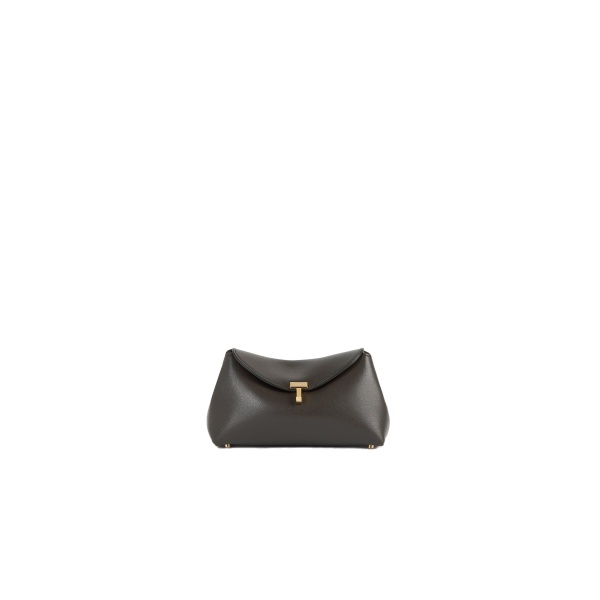 Toteme Mini T-Lock leather clutch in Bark