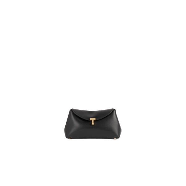 Toteme Mini T-Lock leather clutch in Black