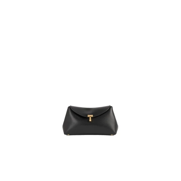 Toteme Mini T-Lock leather clutch in Black