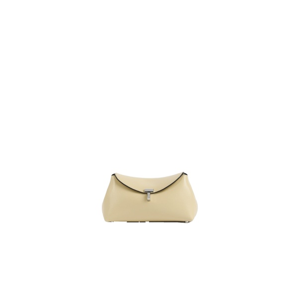 Toteme Mini T-Lock leather clutch in Champagne
