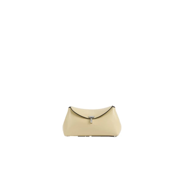 Toteme Mini T-Lock leather clutch in Champagne