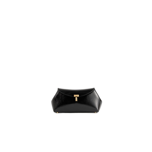 Toteme Mini T-Lock naplack clutch in Black