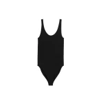 Toteme Monogram pointelle knit swimsuit in Washed black