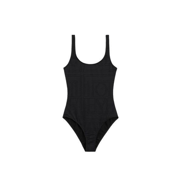 Toteme Monogram pointelle swimsuit in Black