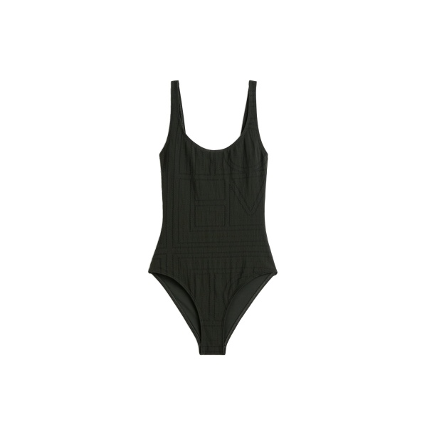 Toteme Monogram pointelle swimsuit in Dark green
