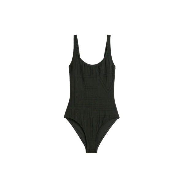 Toteme Monogram pointelle swimsuit in Dark green