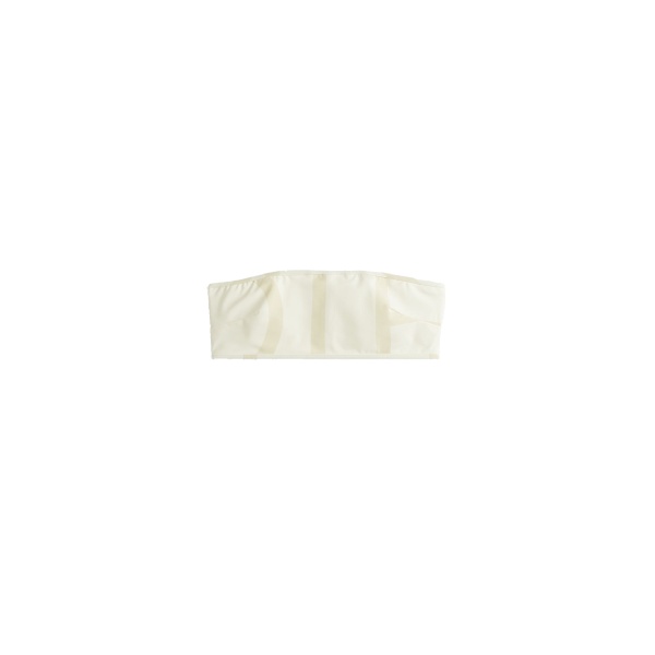 Toteme Monogram strapless bikini top in Ecru / Straw