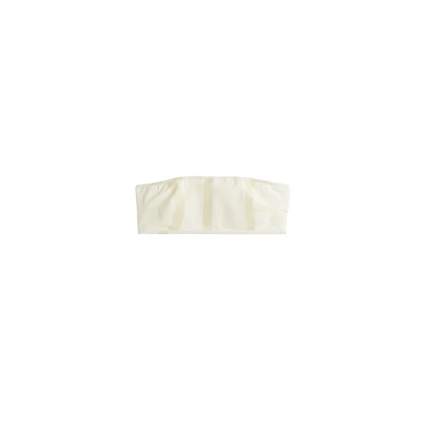 Toteme Monogram strapless bikini top in Ecru / Straw
