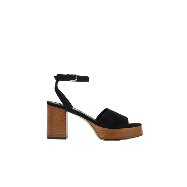 Toteme Platform suede sandals in Black / Tan