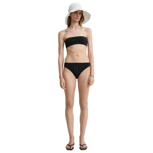 Toteme Pointelle bikini bottoms in Washed black, view 2
