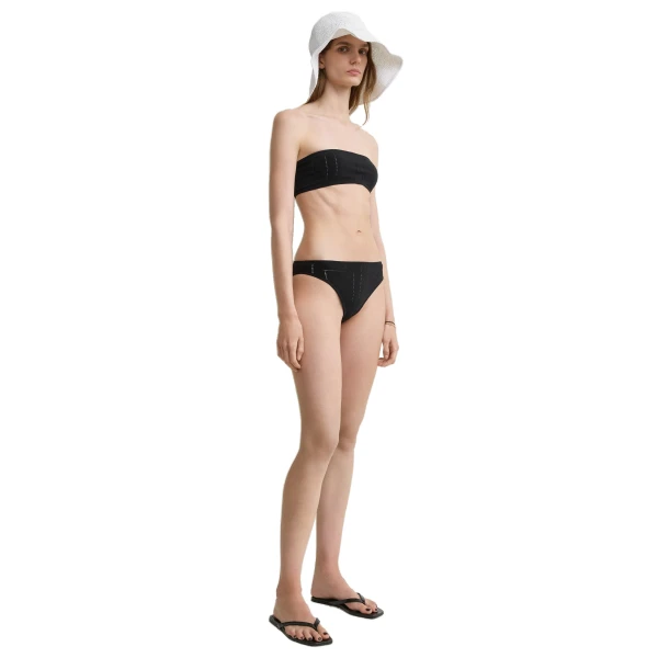 Toteme Pointelle strapless bikini top in Washed black, view 3