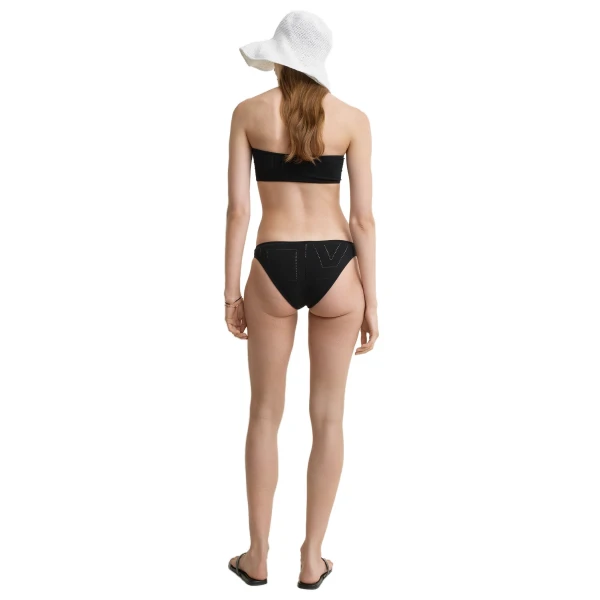 Toteme Pointelle strapless bikini top in Washed black, view 4