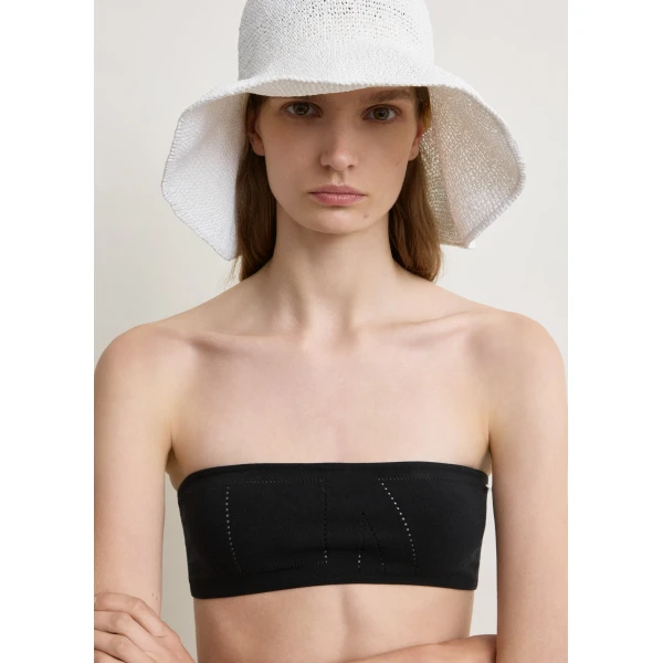 Toteme Pointelle strapless bikini top in Washed black, view 5