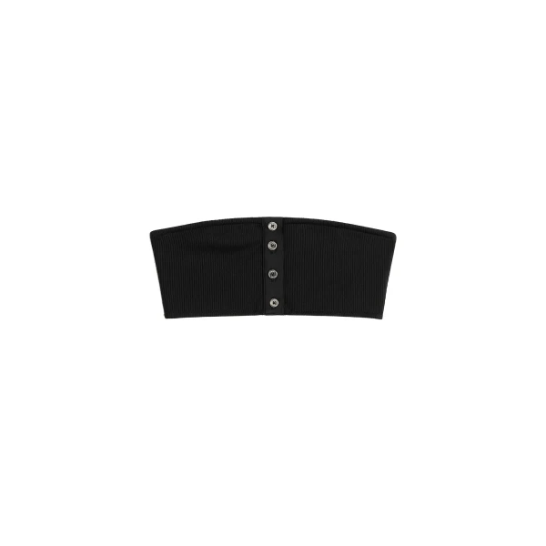 Toteme Ribbed strapless bikini top in Black