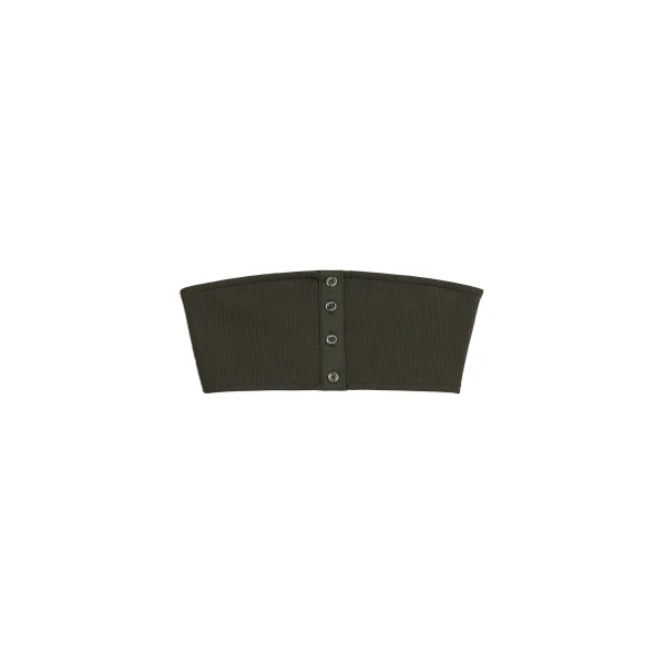 Toteme Ribbed strapless bikini top in Dark green