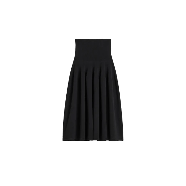 Ribbed waist skirt in Black