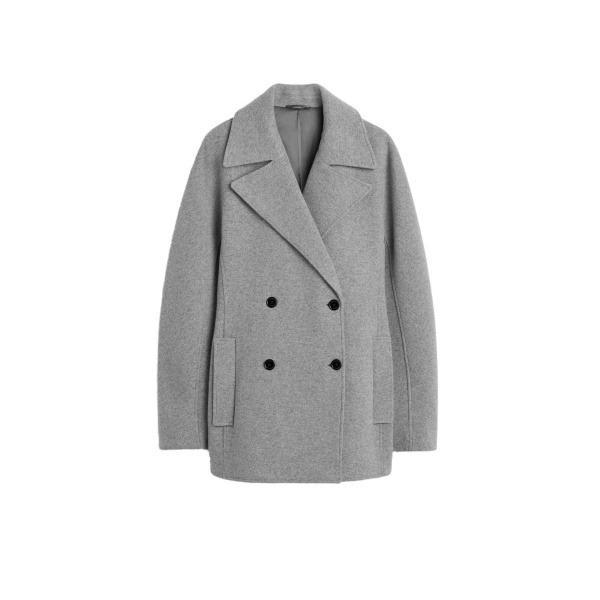 Toteme Rounded peacoat in Pale grey mélange