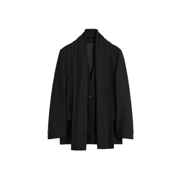 Scarf lapel blazer in Black