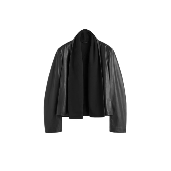 Scarf leather jacket in Black