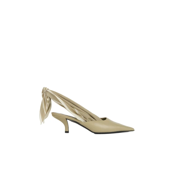 Scarf nappa slingbacks in Cashew