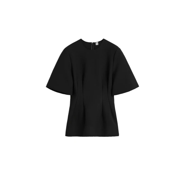 Sculptural scuba top in Black