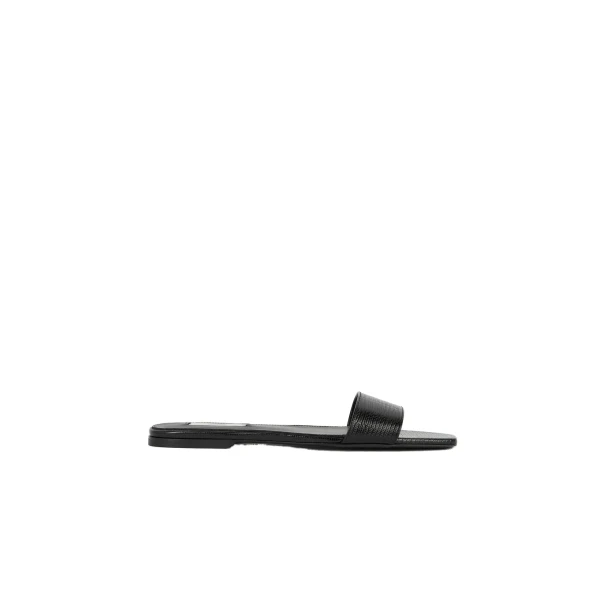 Slim lizard-embossed bandeau slides in Black