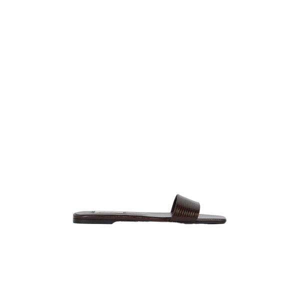 Slim lizard-embossed bandeau slides in Brown