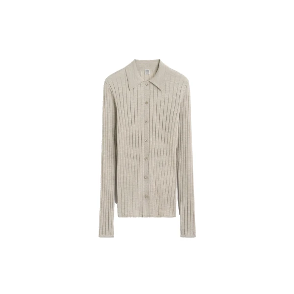 Slim ribbed shirt in Oat mélange