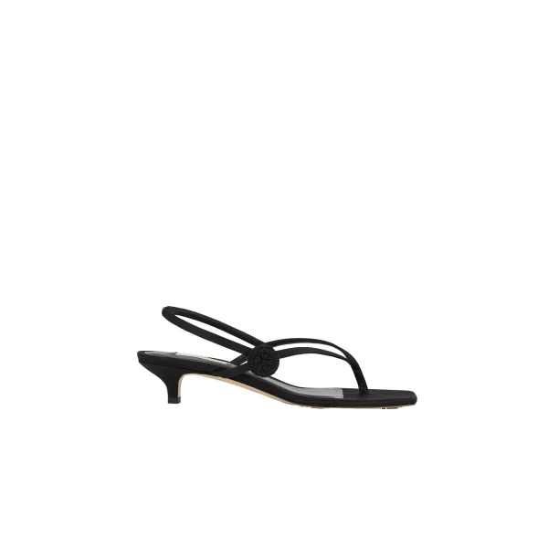 Slingback satin flip flops in Black