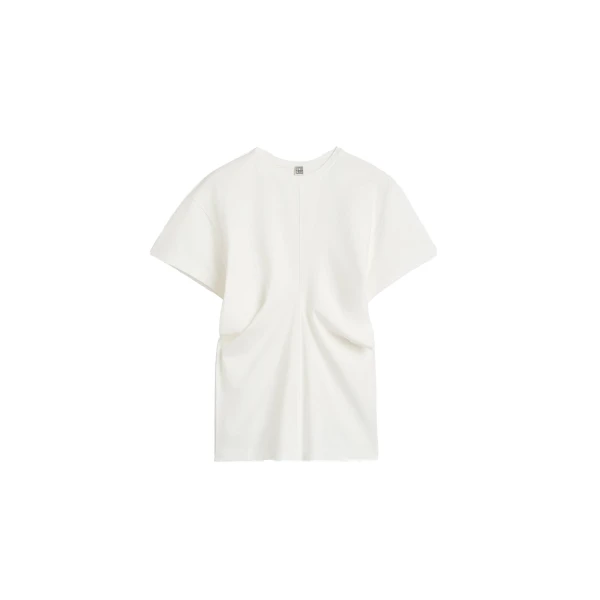 Slouch waist jersey top in White
