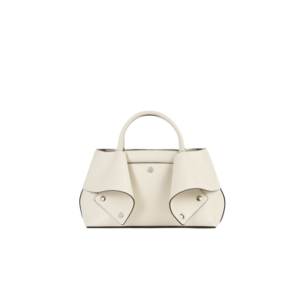 Toteme Small Mercer leather tote in Stone / Red