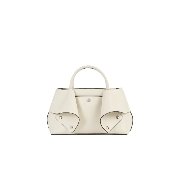 Toteme Small Mercer leather tote in Stone / Red