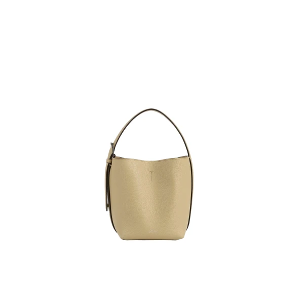 Toteme Small belted grained-leather tote in Cashew