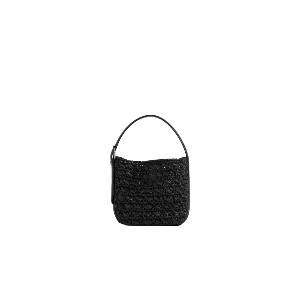 Toteme Small belted paper raffia tote in Black