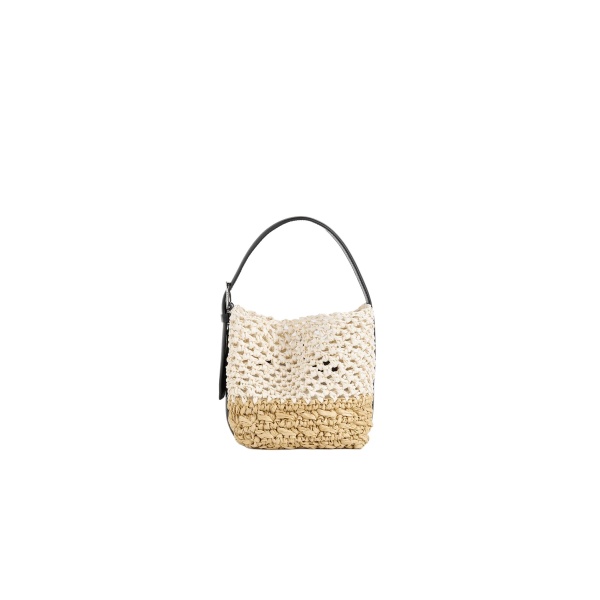 Toteme Small belted paper raffia tote in Ecru / Vanilla