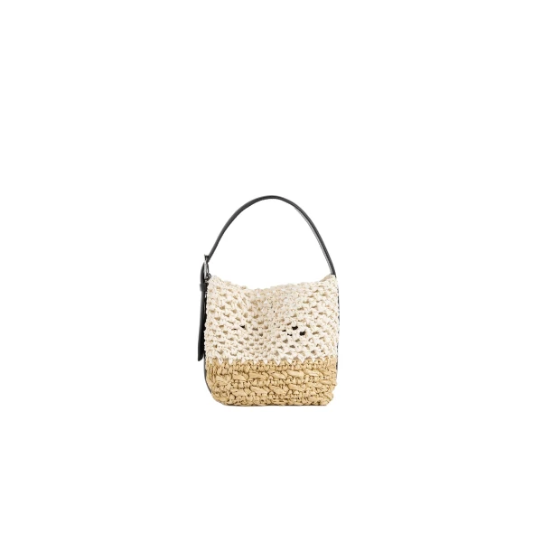 Toteme Small belted paper raffia tote in Ecru / Vanilla